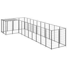 Perrera negra 7,26 m² acero de vidaXL, Casetas y cercados para perros - Ref: Foro24-3082237, Precio: 430,48 €, Descuento: %