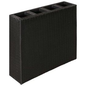 Jardinera alta con 4 macetas ratán sintético negro de vidaXL, Maceteros y jardineras - Ref: Foro24-41084, Precio: 224,89 €, D...