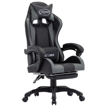Silla gaming con reposapiés cuero sintético gris y negro de vidaXL, Sillas de oficina - Ref: Foro24-287990, Precio: 179,18 €,...