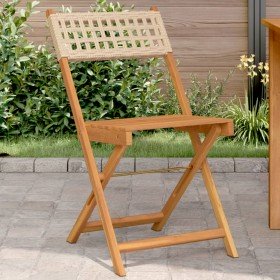 Sillas de bistró 2 uds madera maciza de acacia ratán PE beige en Sillas de jardín | Comprar online en Foru.es