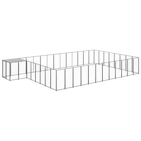 Perrera negra 30,25 m² acero de vidaXL, Casetas y cercados para perros - Ref: Foro24-3082230, Precio: 661,05 €, Descuento: %