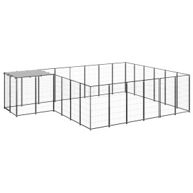 Perrera negra 12,1 m² acero de vidaXL, Casetas y cercados para perros - Ref: Foro24-3082213, Precio: 430,48 €, Descuento: %