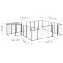 Perrera negra 12,1 m² acero de vidaXL, Casetas y cercados para perros - Ref: Foro24-3082213, Precio: 430,48 €, Descuento: %