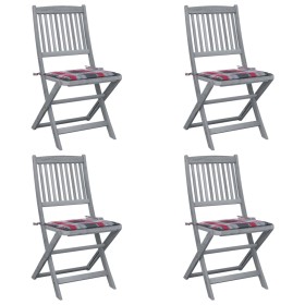 Sillas de jardín plegables 4 uds madera maciza acacia y cojines en Sillas de jardín | Comprar online en Foru.es