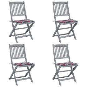 Sillas de jardín plegables 4 uds madera maciza acacia y cojines en Sillas de jardín | Comprar online en Foru.es
