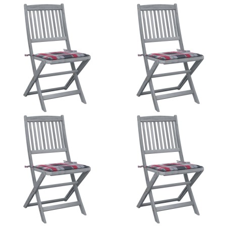 Sillas de jardín plegables 4 uds madera maciza acacia y cojines en Sillas de jardín | Comprar online en Foru.es