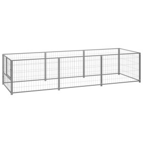 Perrera plateada 3 m² acero de vidaXL, Casetas y cercados para perros - Ref: Foro24-3082101, Precio: 138,27 €, Descuento: %