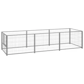 Perrera plateada 3 m² acero de vidaXL, Casetas y cercados para perros - Ref: Foro24-3082101, Precio: 136,22 €, Descuento: %