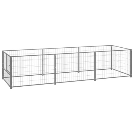 Perrera plateada 3 m² acero de vidaXL, Casetas y cercados para perros - Ref: Foro24-3082101, Precio: 138,27 €, Descuento: %
