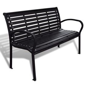 Banco de jardín acero y WPC negro 125 cm de vidaXL, Bancos de jardín - Ref: Foro24-41556, Precio: 186,50 €, Descuento: %