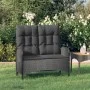 Banco de jardín reclinable con cojines ratán PE negro 107 cm de vidaXL, Bancos de jardín - Ref: Foro24-319894, Precio: 159,07...