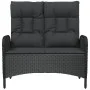 Banco de jardín reclinable con cojines ratán PE negro 107 cm de vidaXL, Bancos de jardín - Ref: Foro24-319894, Precio: 159,07...