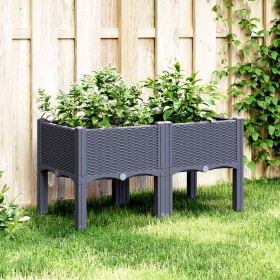 Jardinera con patas PP azul gris 80x40x42 cm en Macetas y jardineras | Comprar online en Foru.es