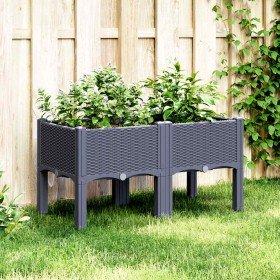 Jardinera con patas PP azul gris 80x40x42 cm en Macetas y jardineras | Comprar online en Foru.es