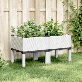 Jardinera con patas PP blanco 80x40x42 cm en Macetas y jardineras | Comprar online en Foru.es