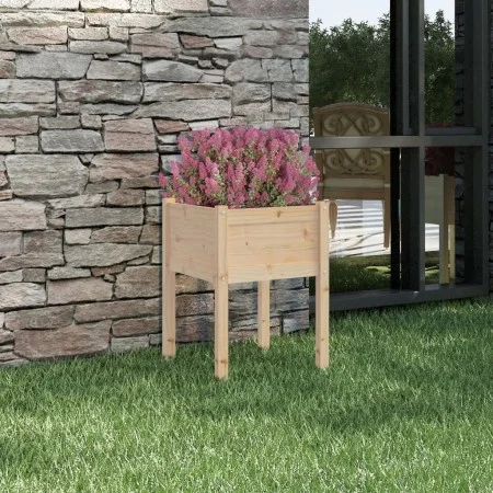 Jardinera de madera maciza de pino 50x50x70 cm de vidaXL, Maceteros y jardineras - Ref: Foro24-810799, Precio: 32,11 €, Descu...