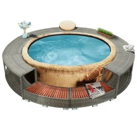 Borde de bañera de hidromasaje ratán sintético gris de vidaXL, Accesorios para piscinas y spa - Ref: Foro24-46459, Precio: 52...