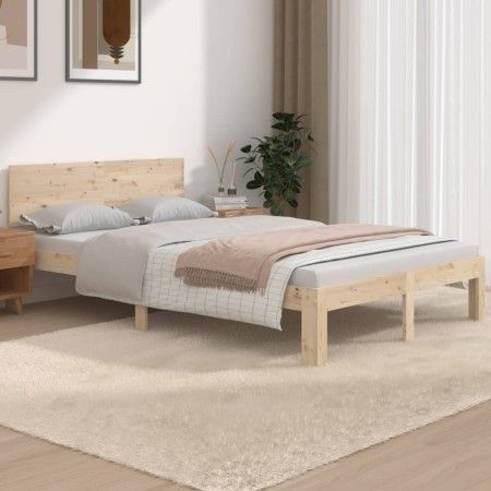 Estructura de cama madera maciza 120x190 cm de vidaXL, Camas y somieres - Ref: Foro24-810465, Precio: 112,58 €, Descuento: %