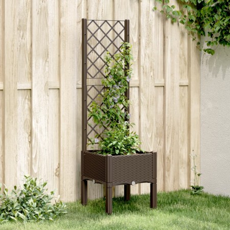 Jardinera con enrejado PP marrón 40x40x142 cm en Macetas y jardineras | Comprar online en Foru.es