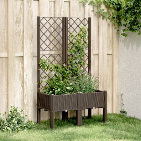 Jardinera con enrejado PP marrón 80x40x142 cm en Macetas y jardineras | Comprar online en Foru.es