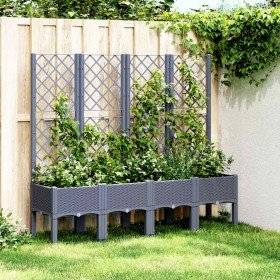 Jardinera con enrejado PP azul gris 160x40x142 cm en Macetas y jardineras | Comprar online en Foru.es