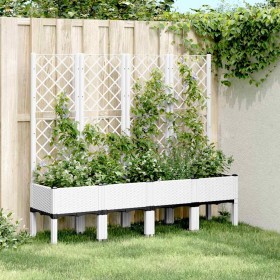 Jardinera con enrejado PP blanco 160x40x142 cm en Macetas y jardineras | Comprar online en Foru.es