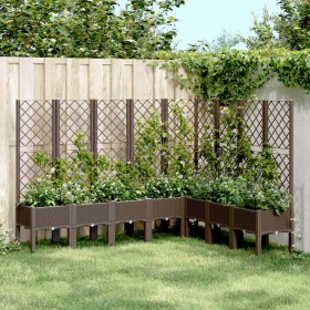 Jardinera con enrejado PP marrón 200x160x142 cm en Macetas y jardineras | Comprar online en Foru.es