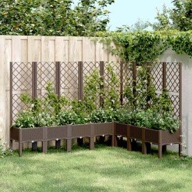 Jardinera con enrejado PP marrón 200x160x142 cm en Macetas y jardineras | Comprar online en Foru.es