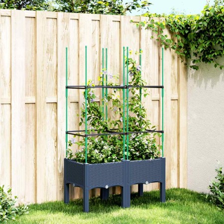 Jardinera con enrejado PP azul gris 80x40x142,5 cm en Macetas y jardineras | Comprar online en Foru.es