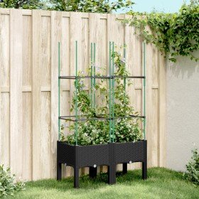Jardinera con enrejado PP negro 80x40x142,5 cm en Macetas y jardineras | Comprar online en Foru.es