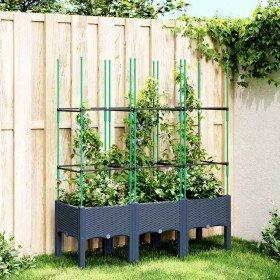 Jardinera con enrejado PP azul gris 120x40x142,5 cm en Macetas y jardineras | Comprar online en Foru.es