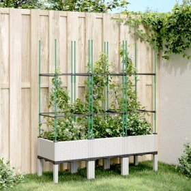 Jardinera con enrejado PP blanco 120x40x142,5 cm en Macetas y jardineras | Comprar online en Foru.es