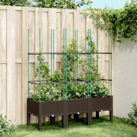 Jardinera con enrejado PP marrón 120x40x142,5 cm en Macetas y jardineras | Comprar online en Foru.es