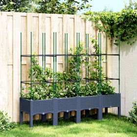 Jardinera con enrejado PP azul gris 160x40x142,5 cm en Macetas y jardineras | Comprar online en Foru.es