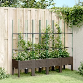Jardinera con enrejado PP marrón 160x40x142,5 cm en Macetas y jardineras | Comprar online en Foru.es