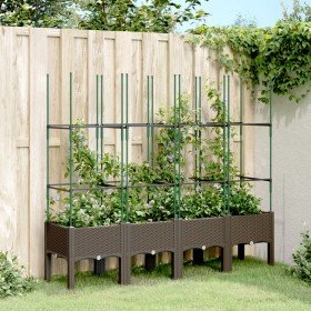 Jardinera con enrejado PP marrón 160x40x142,5 cm en Macetas y jardineras | Comprar online en Foru.es