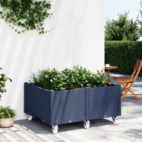 Jardinera con ruedas PP azul gris 100x80x54 cm en Macetas y jardineras | Comprar online en Foru.es