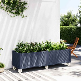 Jardinera con ruedas PP azul gris 160x50x54 cm en Macetas y jardineras | Comprar online en Foru.es