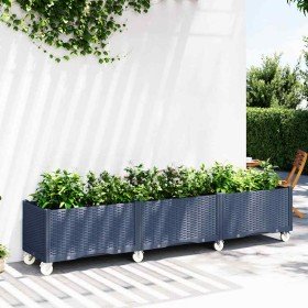 Jardinera con ruedas PP azul gris 240x50x54 cm en Macetas y jardineras | Comprar online en Foru.es