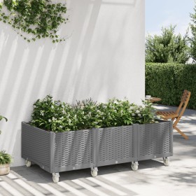 Jardinera con ruedas PP gris claro 150x80x54 cm en Macetas y jardineras | Comprar online en Foru.es