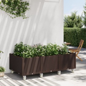 Jardinera con ruedas PP marrón 150x80x54 cm en Macetas y jardineras | Comprar online en Foru.es