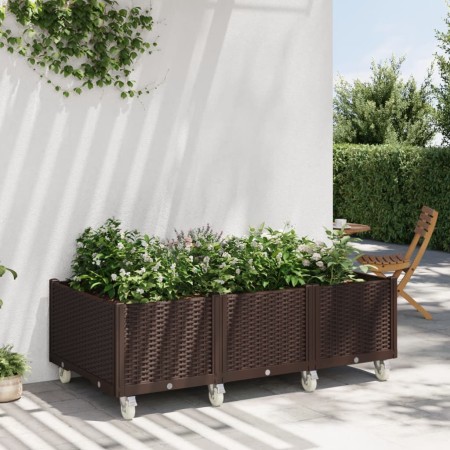 Jardinera con ruedas PP marrón 150x80x54 cm en Macetas y jardineras | Comprar online en Foru.es