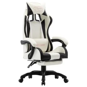 Silla gaming con reposapiés cuero sintético negro y blanco de vidaXL, Sillas de oficina - Ref: Foro24-287995, Precio: 156,21 ...