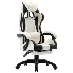 Silla gaming con reposapiés cuero sintético negro y blanco de vidaXL, Sillas de oficina - Ref: Foro24-287995, Precio: 158,43 ...