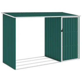 Cobertizo jardín de leña acero galvanizado verde 245x98x159 cm de vidaXL, Cobertizos - Ref: Foro24-46293, Precio: 160,89 €, D...