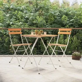 Sillas cafetería plegables 2 uds acero y madera maciza acacia de vidaXL, Sillas de jardín - Ref: Foro24-319974, Precio: 81,59...