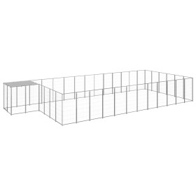 Perrera plateada 22,99 m² acero de vidaXL, Casetas y cercados para perros - Ref: Foro24-3082223, Precio: 525,21 €, Descuento: %