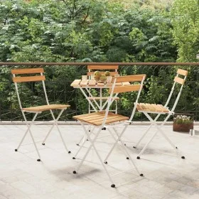 Klappbare Cafeteria-Stühle 4 Stück Stahl und massives Akazienholz von vidaXL, Gartenstühle - Ref: Foro24-319975, Preis: 137,6...