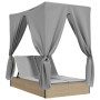Tumbona doble con techo y cortinas ratán sintético beige en Tumbonas | Comprar online en Foru.es