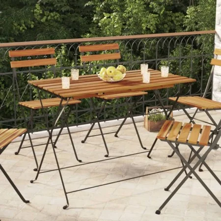 Mesa de cafetería plegable madera acacia y acero 100x54x71 cm de vidaXL, Mesas de jardín - Ref: Foro24-319971, Precio: 86,13 ...
